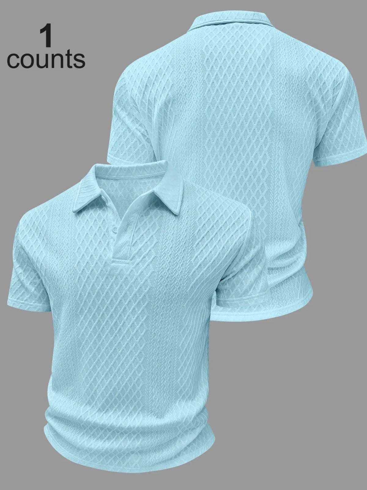 Men's Bestselling Solid Color Plain Polo Shirt, Short Sleeve, Herringbone Texture, Casual Fashion, Daily Wear, Business