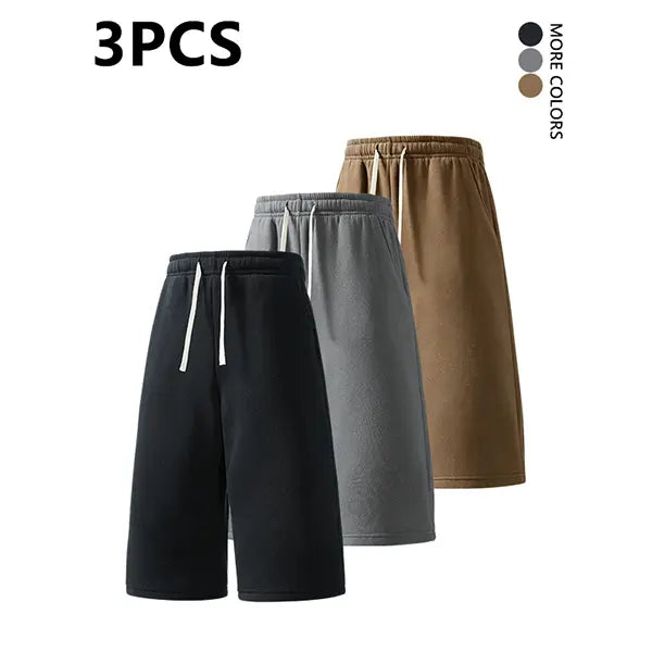 2-pack summer pants: street-style mid-thigh drawstring shorts with a hip-hop vibe—comfortable, loose fit for travel, versatile casual wear suitable for running, workouts, and everyday use.
