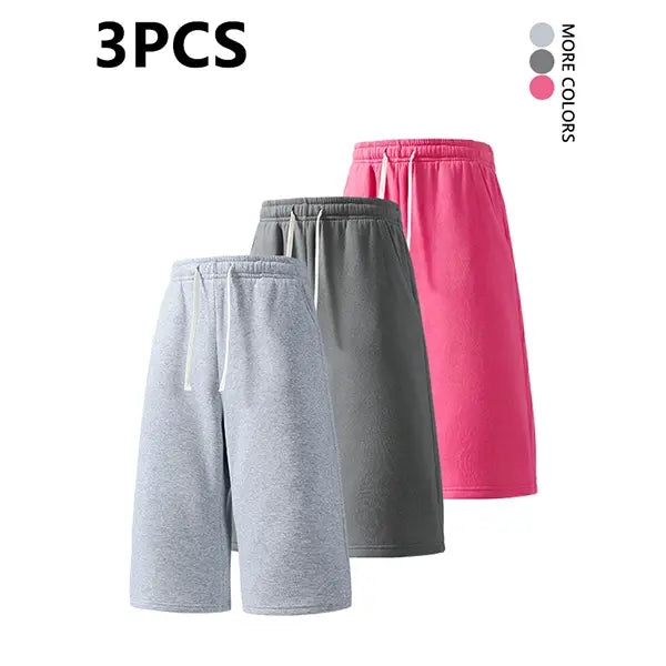 2-pack summer pants: street-style mid-thigh drawstring shorts with a hip-hop vibe—comfortable, loose fit for travel, versatile casual wear suitable for running, workouts, and everyday use.