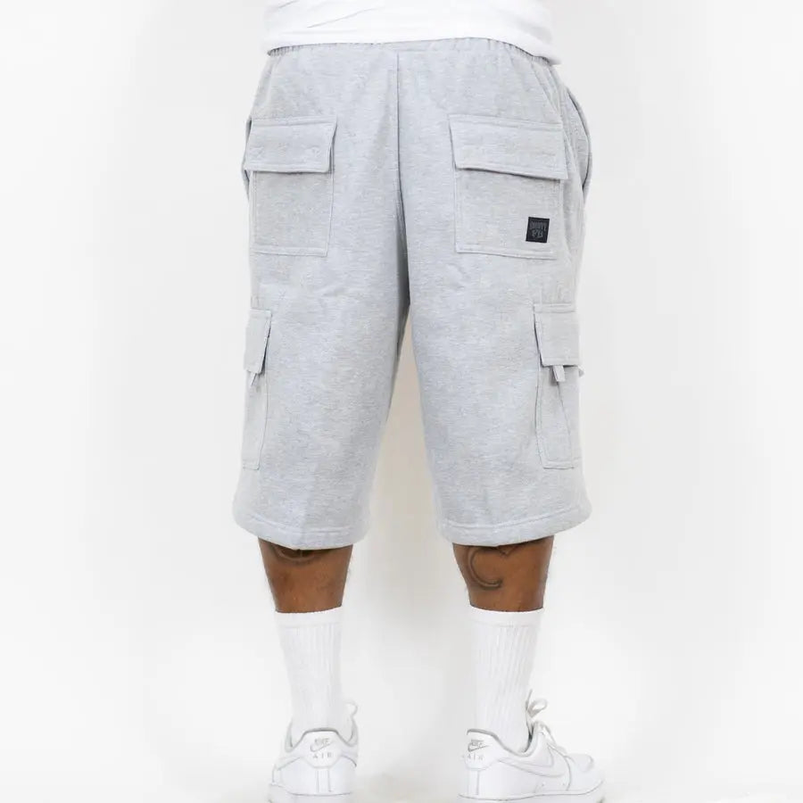 FB County Men's Heavyweight Fleece Pocketed Cargo Sweat Shorts - Retro, Unisex Baggy Loose-Fit Knee-Length Work Sportswear, Plain Cozy Streetwear Bottoms, Pocket