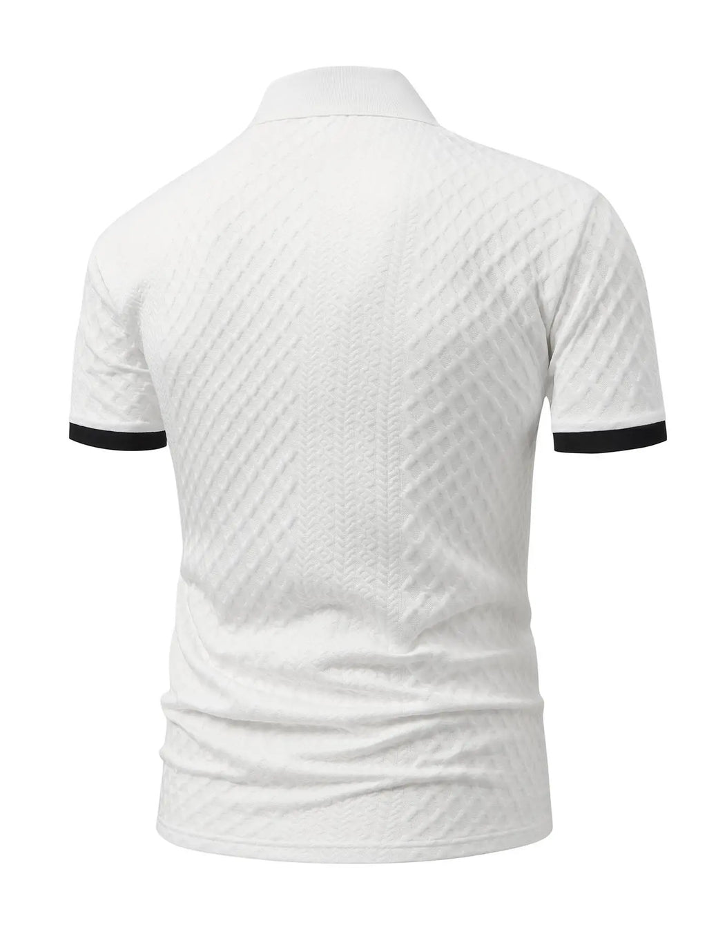 Men's High-End Textured Golf Polo Shirt, Casual Jacquard Knit Short Sleeve Top, Stylish and Comfortable Men's Apparel, Casual Golf Polos