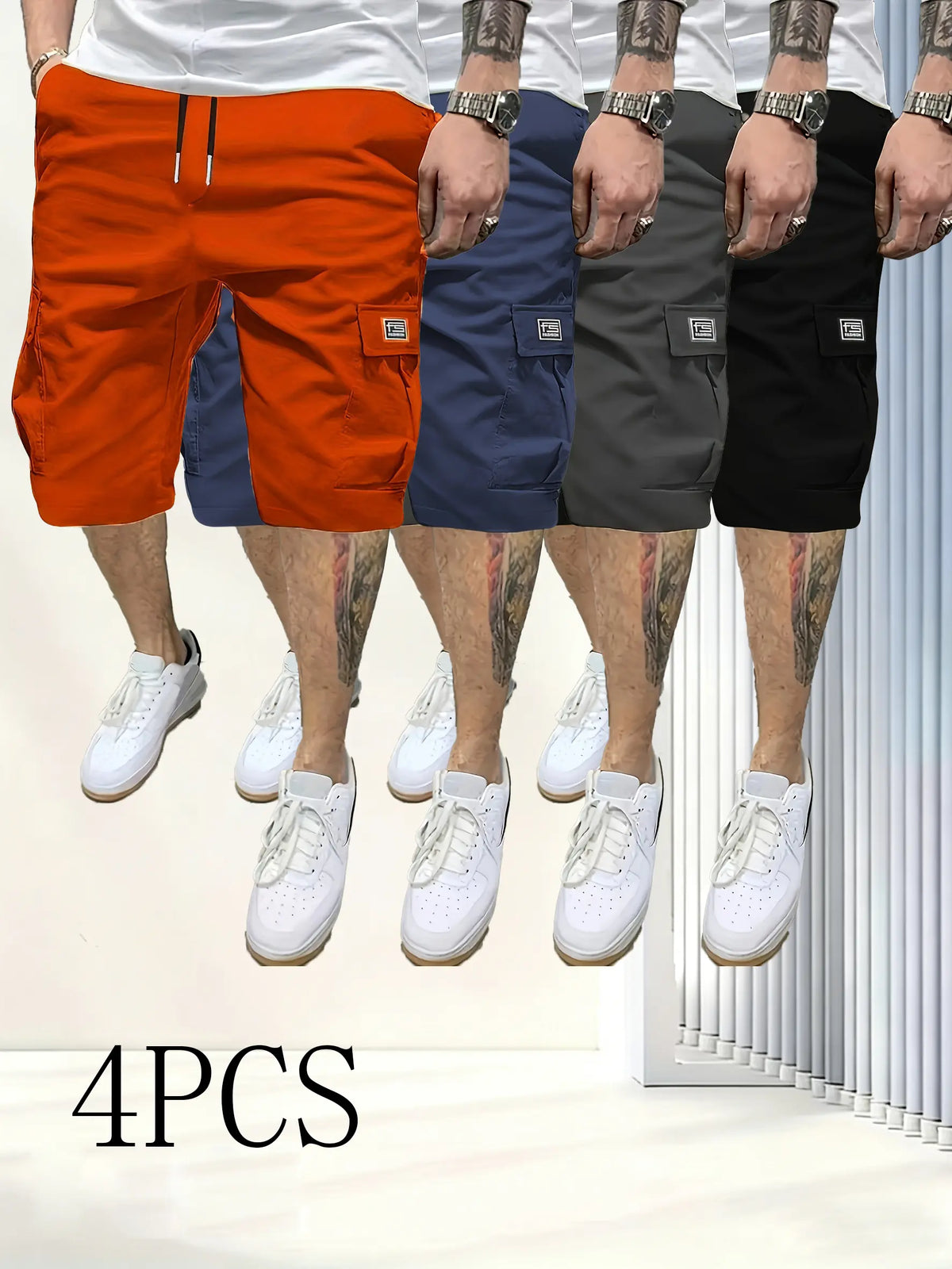 Men’s Lightweight Summer Cargo Shorts - Casual Sport Menswear with 4 Pockets, Back Flap Pocket, Baggy Loose Fit, Wrinkle-Free Durable Fabric; Note: Runs Small, Choose 1 Size Up