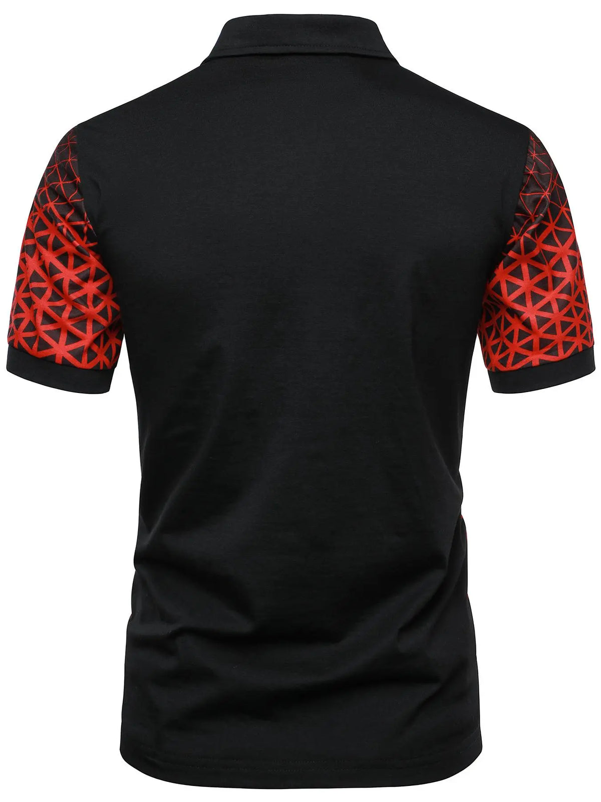 Men's Regular Fit Ombre Geometric Print Short Sleeve Jersey Fabric Polo Shirt, Printed Shirts, Fitted Stretch, Casual Alternative Graphic Button Front Half Placket Collared Top for Summer, Menswear