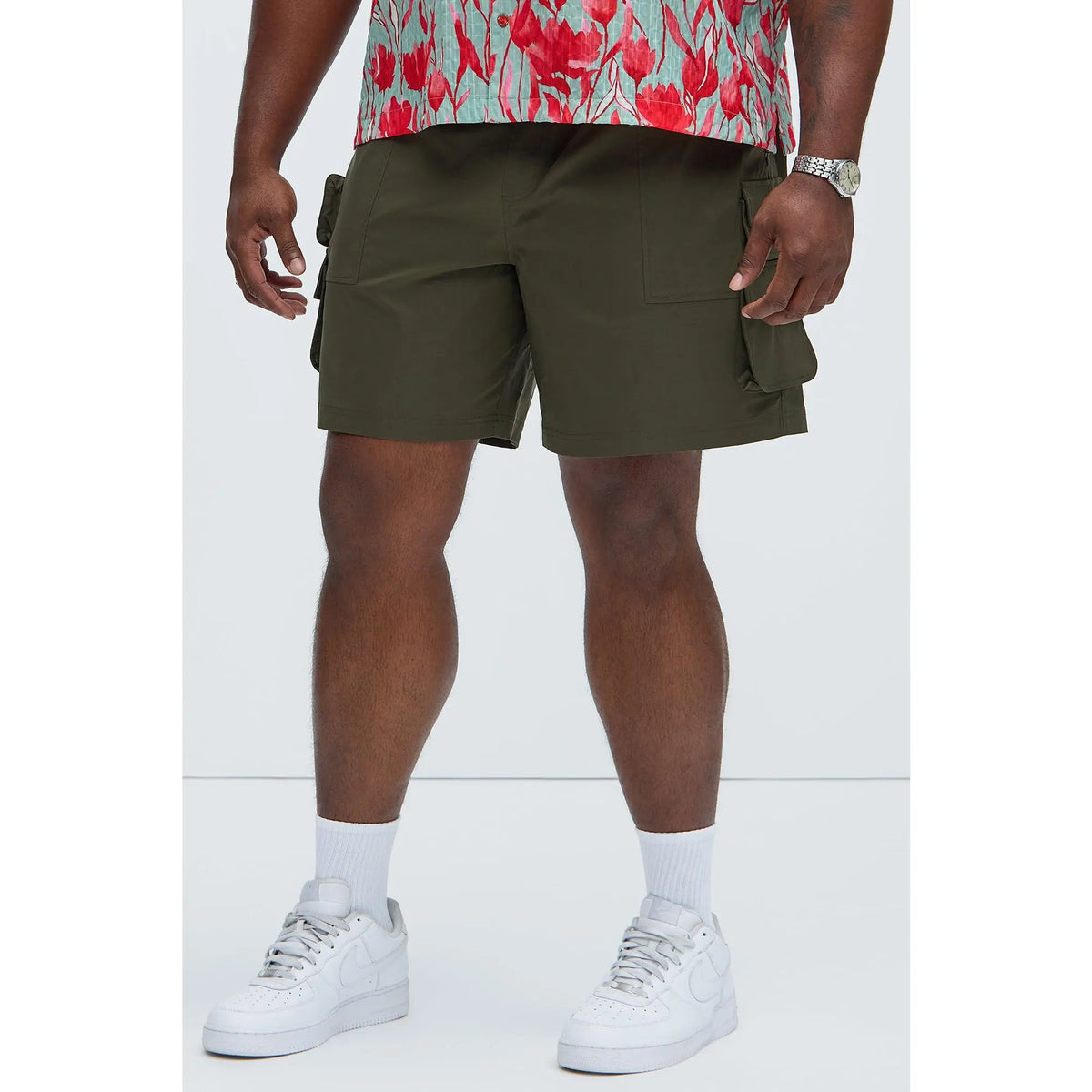 Catch Up Nylon Cargo Shorts - Olive