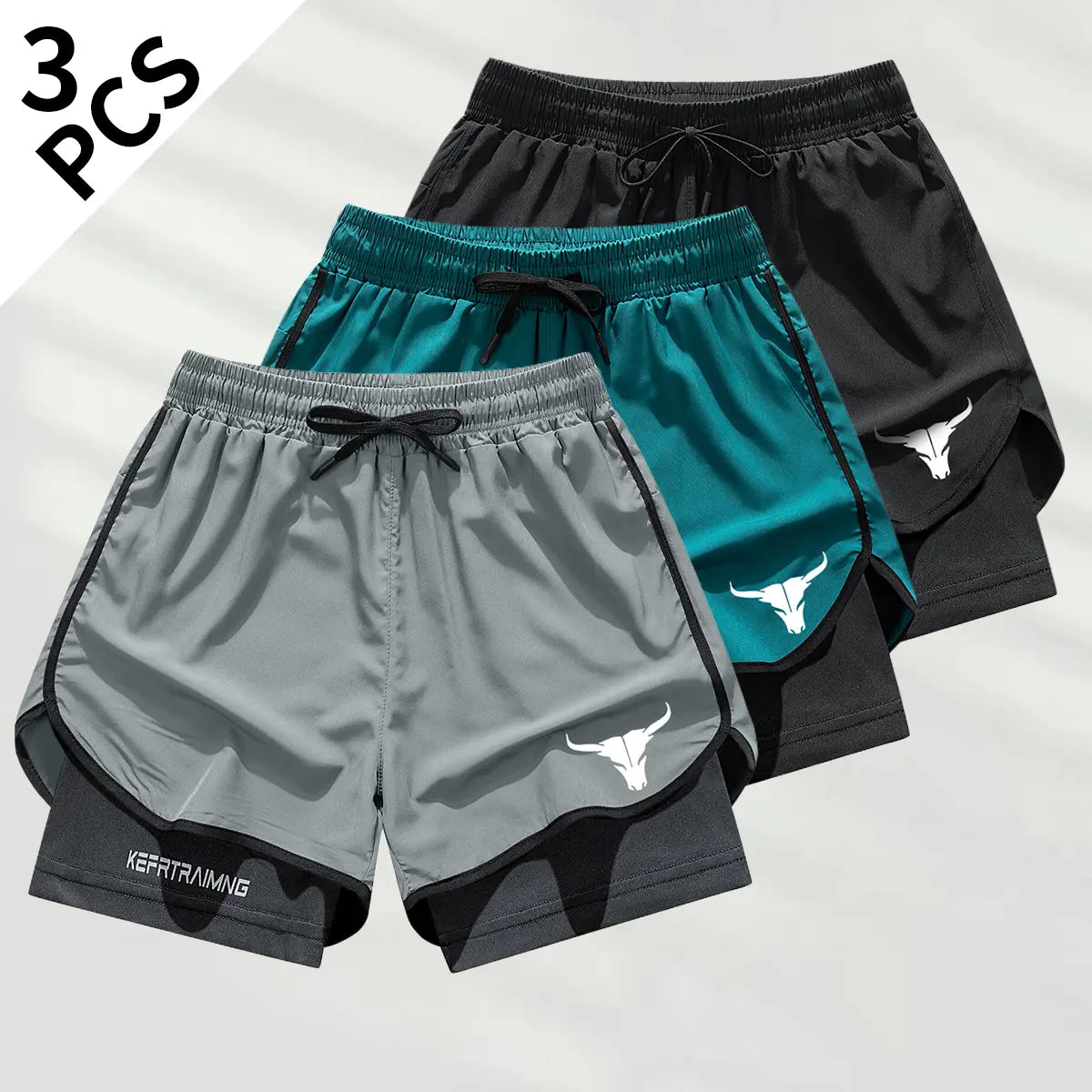 Men's Double-Layer Graphic Athletic Jorts - Activewear Bottoms for Summer, Ideal Guys' Gifts