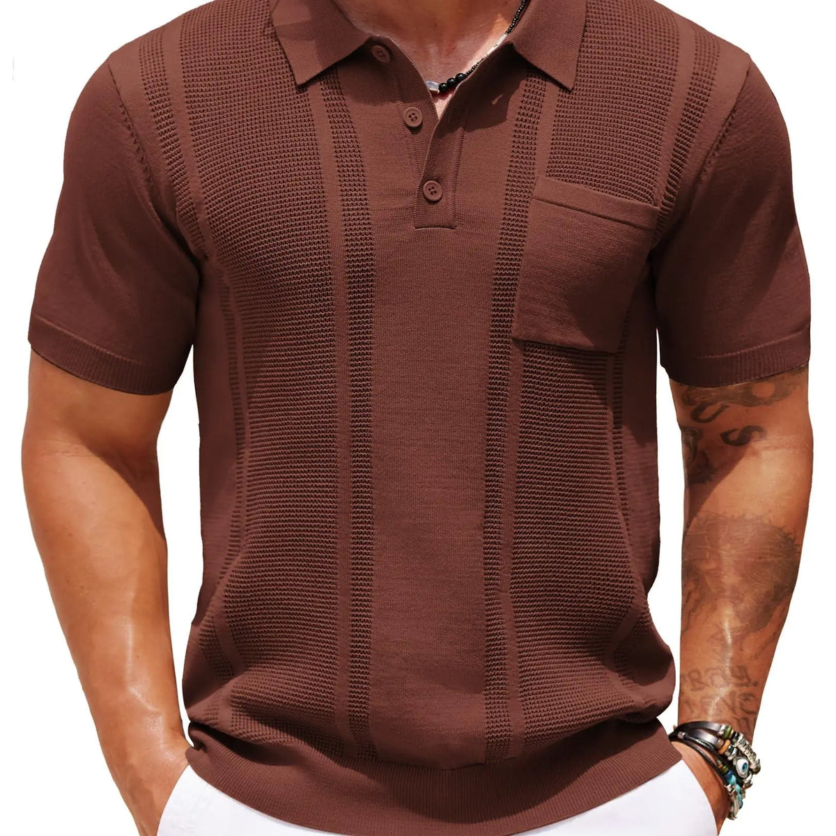 COOFANDY Men's Knitwear Polo Shirts for Men Short Sleeve Textured Polo Shirt Slim Fit Summer Collared T Shirt with Pocket