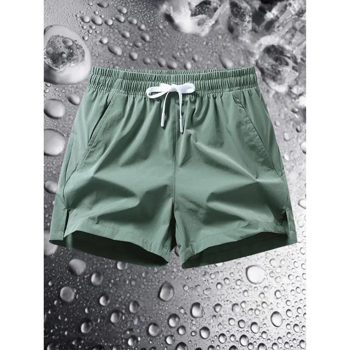 Men's Regular Fit Elastane-Polyester Blend Elastic Drawstring Waist Shorts with Zipper Pocket - Breathable Fabric, Easy to Style, Casual Look, All Seasons Activewear Bottoms for Daily Outdoor Use