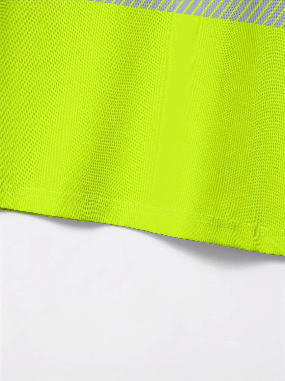 Men's casual striped short-sleeved Summer Polo shirt - A breathable and quick-drying work shirt with neon yellow contrast stripes and collar design Buttoned Polo Shirt