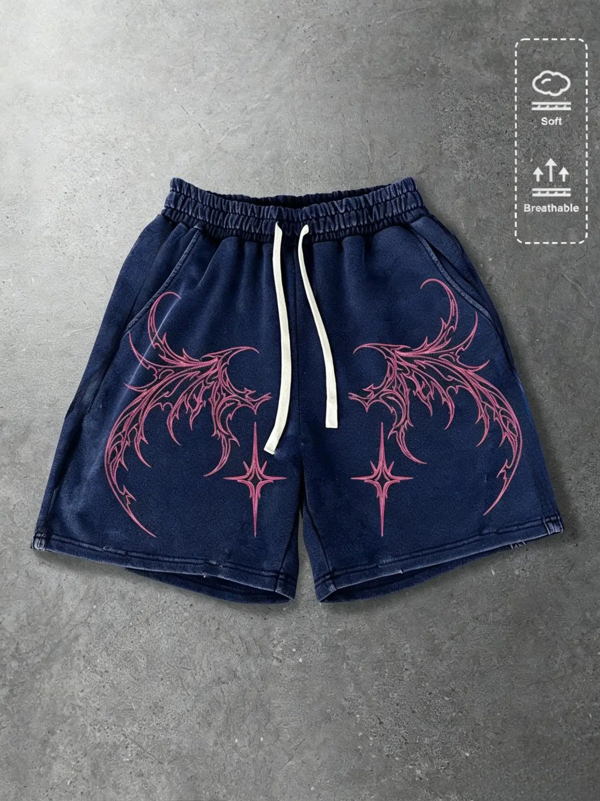 Unisex Y2K Gothic Print Cotton Breathable Shorts, Chic Casual Style, Comfortable & Stylish, Perfect for Everyday Wear