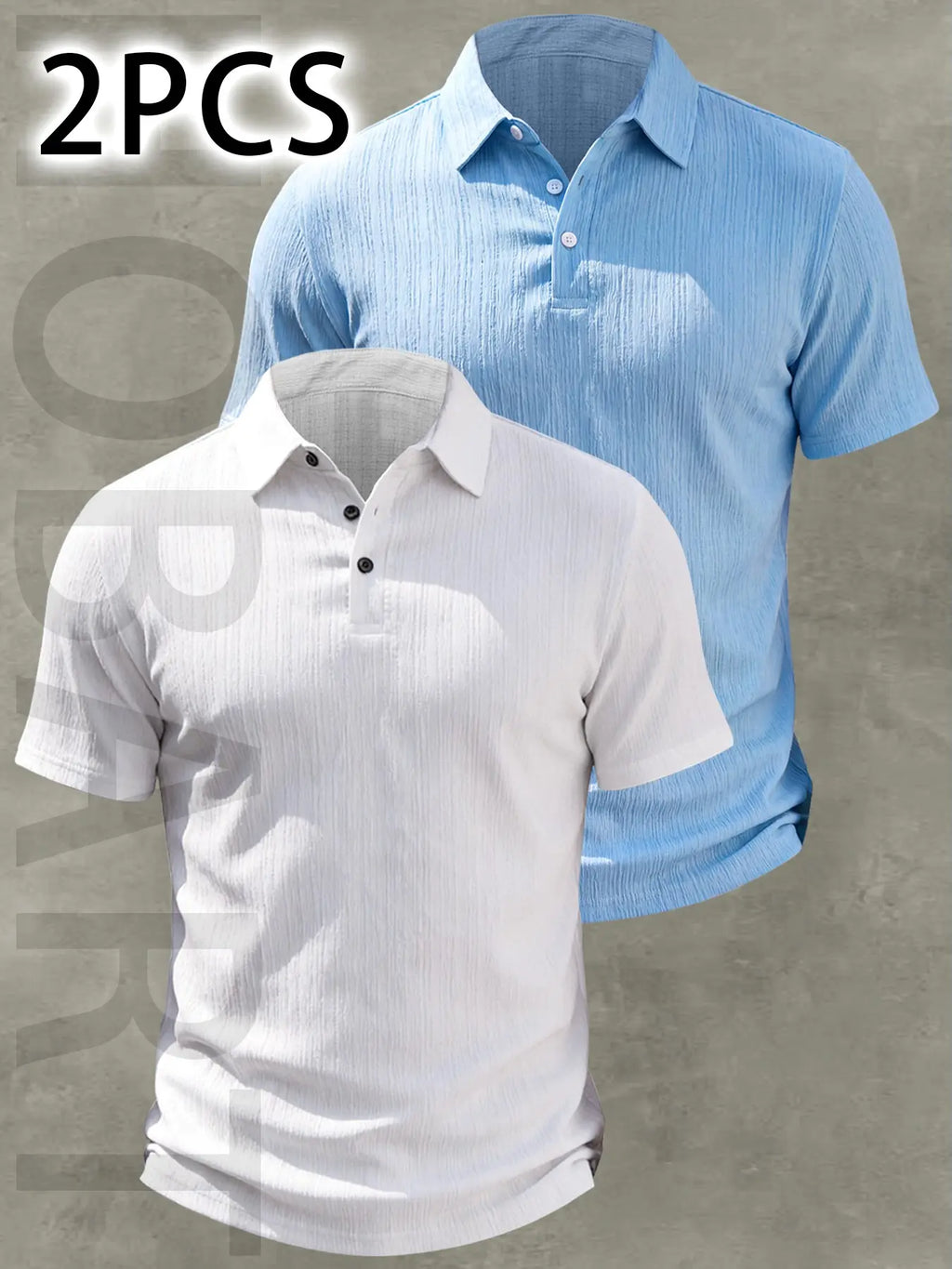 2pcs Men's Casual Classic Fashion Slim Fit Plain Polo Shirt Tops, Buttoned Polo Collar, Lightweight Breathable Fabric, Everyday Wear