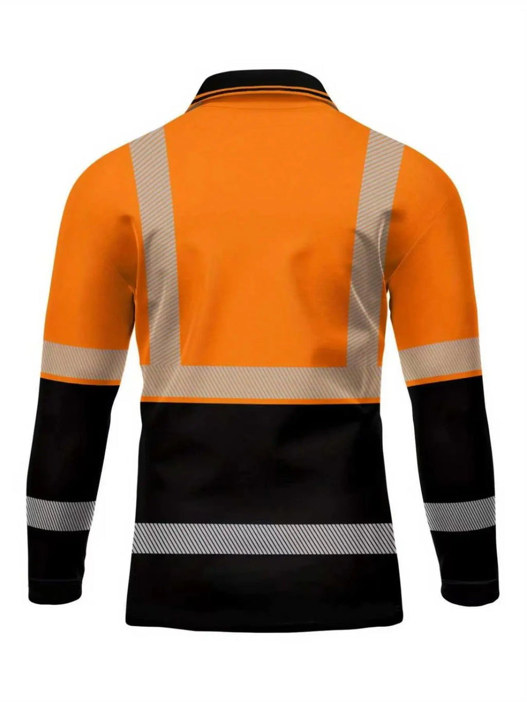 Men's Long-Sleeve Polo Shirt with Full-Width Reflective Stripe, Workwear-Style Casual Fitted Design, Menswear, Casual Polo Shirts