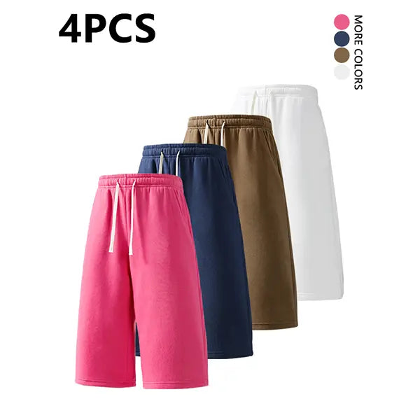 2-pack summer pants: street-style mid-thigh drawstring shorts with a hip-hop vibe—comfortable, loose fit for travel, versatile casual wear suitable for running, workouts, and everyday use.