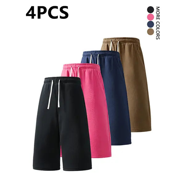 2-pack summer pants: street-style mid-thigh drawstring shorts with a hip-hop vibe—comfortable, loose fit for travel, versatile casual wear suitable for running, workouts, and everyday use.