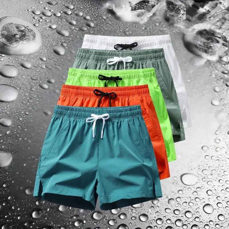 Men's Regular Fit Elastane-Polyester Blend Elastic Drawstring Waist Shorts with Zipper Pocket - Breathable Fabric, Easy to Style, Casual Look, All Seasons Activewear Bottoms for Daily Outdoor Use