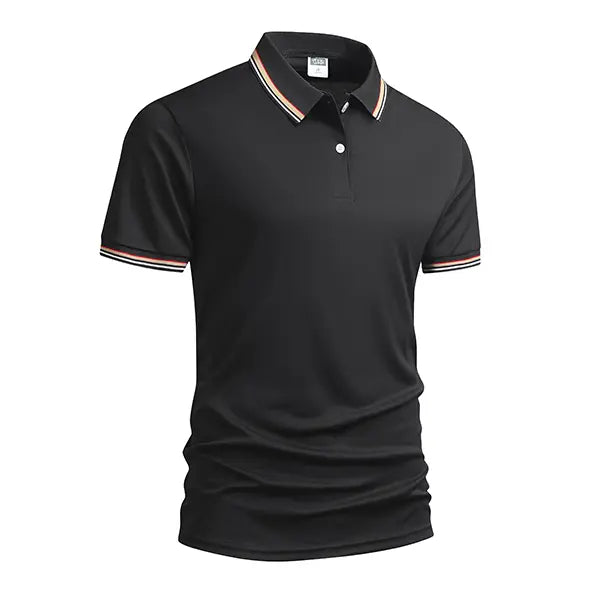 Men's 5-Pack Knit Striped Collar Short-Sleeve Fitted Polo Shirts - Slim Fit, Classic Button Front, Polyester Fabric, Breathable Moisture-Wicking Drip Dry, Cold Wash, Work Outdoor Tops, Menswear