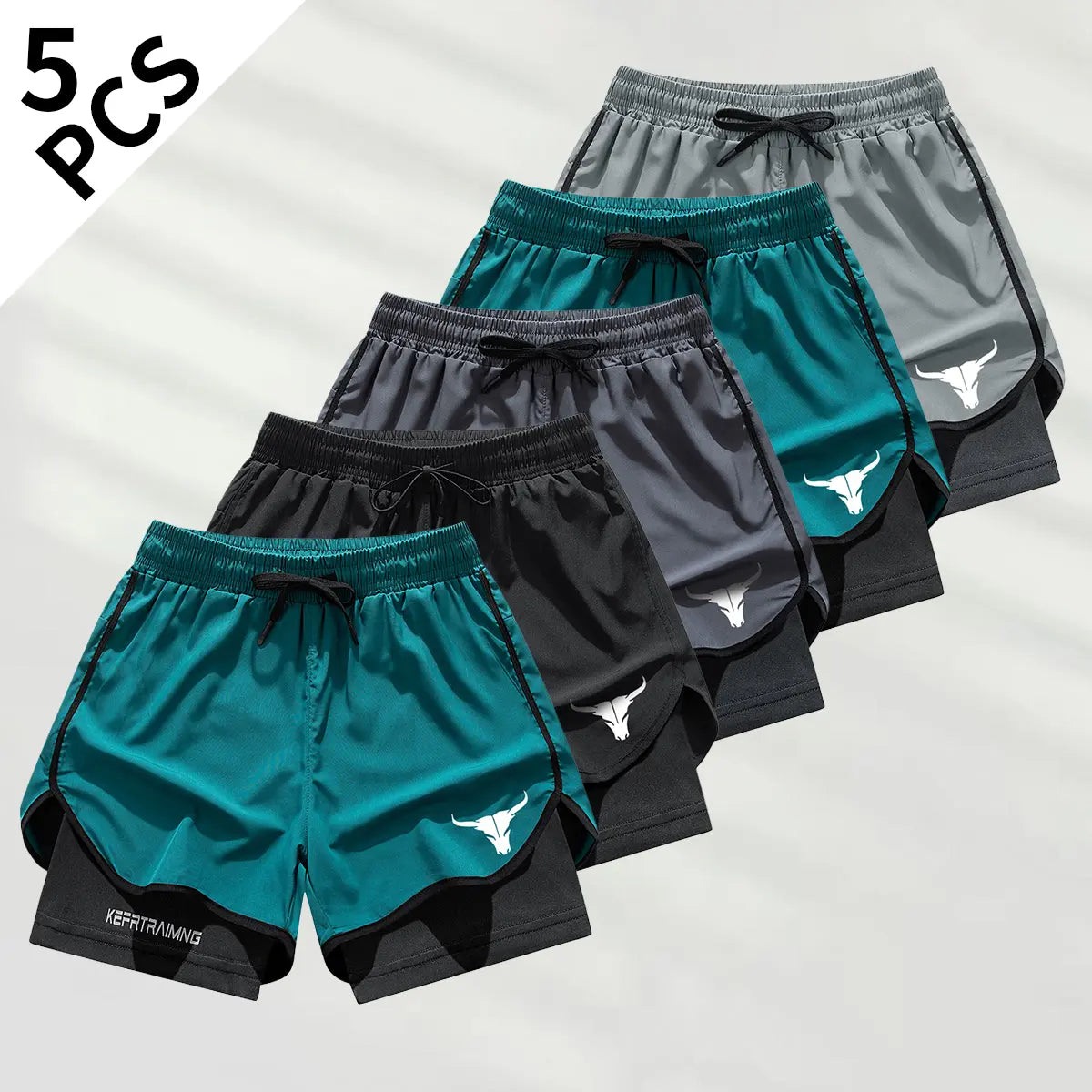Men's Double-Layer Graphic Athletic Jorts - Activewear Bottoms for Summer, Ideal Guys' Gifts