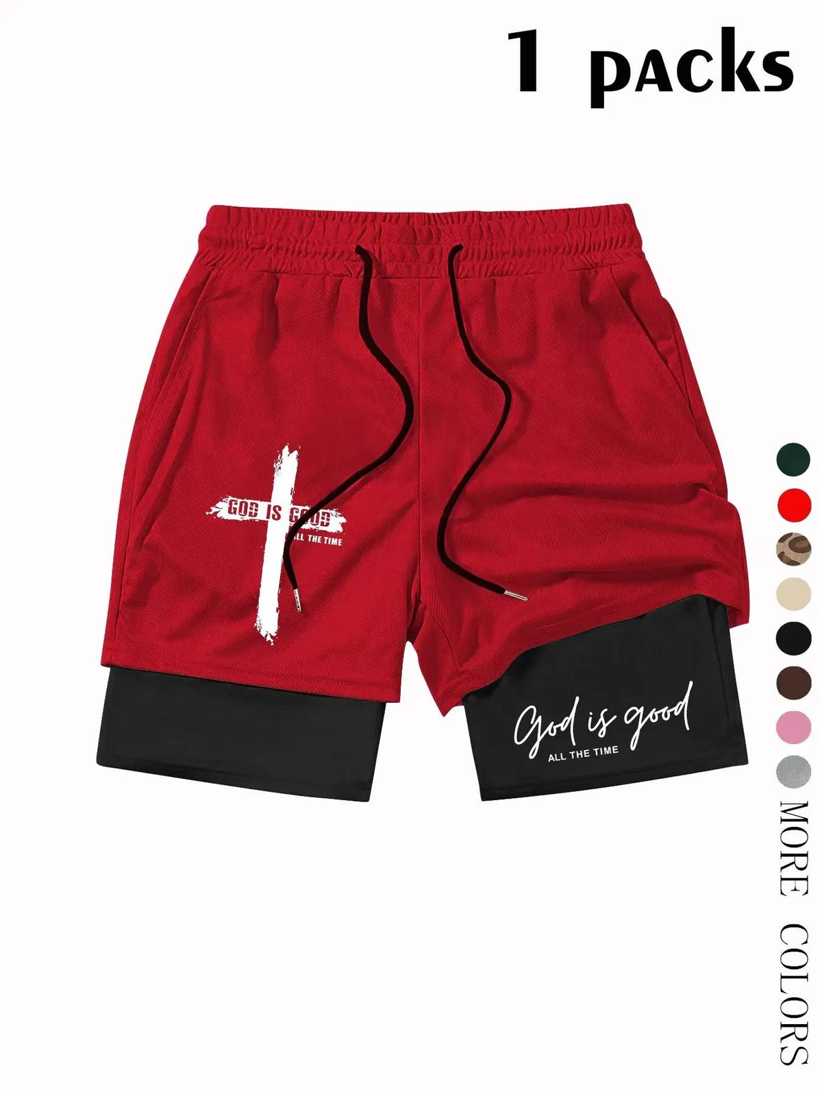 God Is Good Print Teen Boy Shorts, Loose-Fit Casual Mesh Pants, Drawstring Waist, Spring Summer Fashion, Couples Wear, Breathable Loose Shorts, Breathable Printed Shorts
