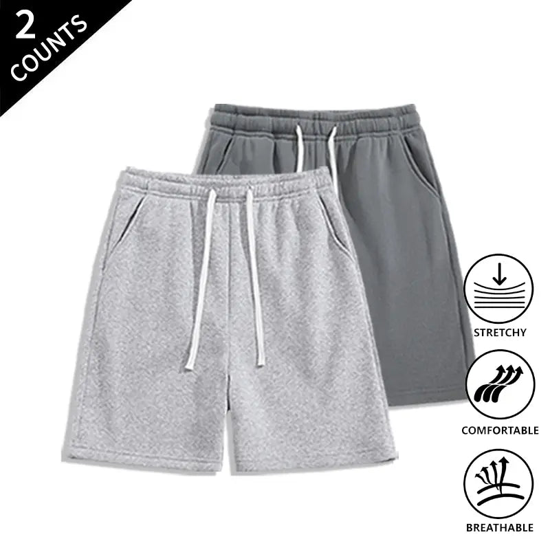 Men’s 2-Pack Loose Fit Sweat Shorts - Extra Baggy, Low-Rise Baggy, Lounge, Trendy Streetwear with Relaxed Ease, Comfortable, Breathable for Casual Menswear Outfits, Extra Baggy Men's Shorts, Lounge Men's Shorts