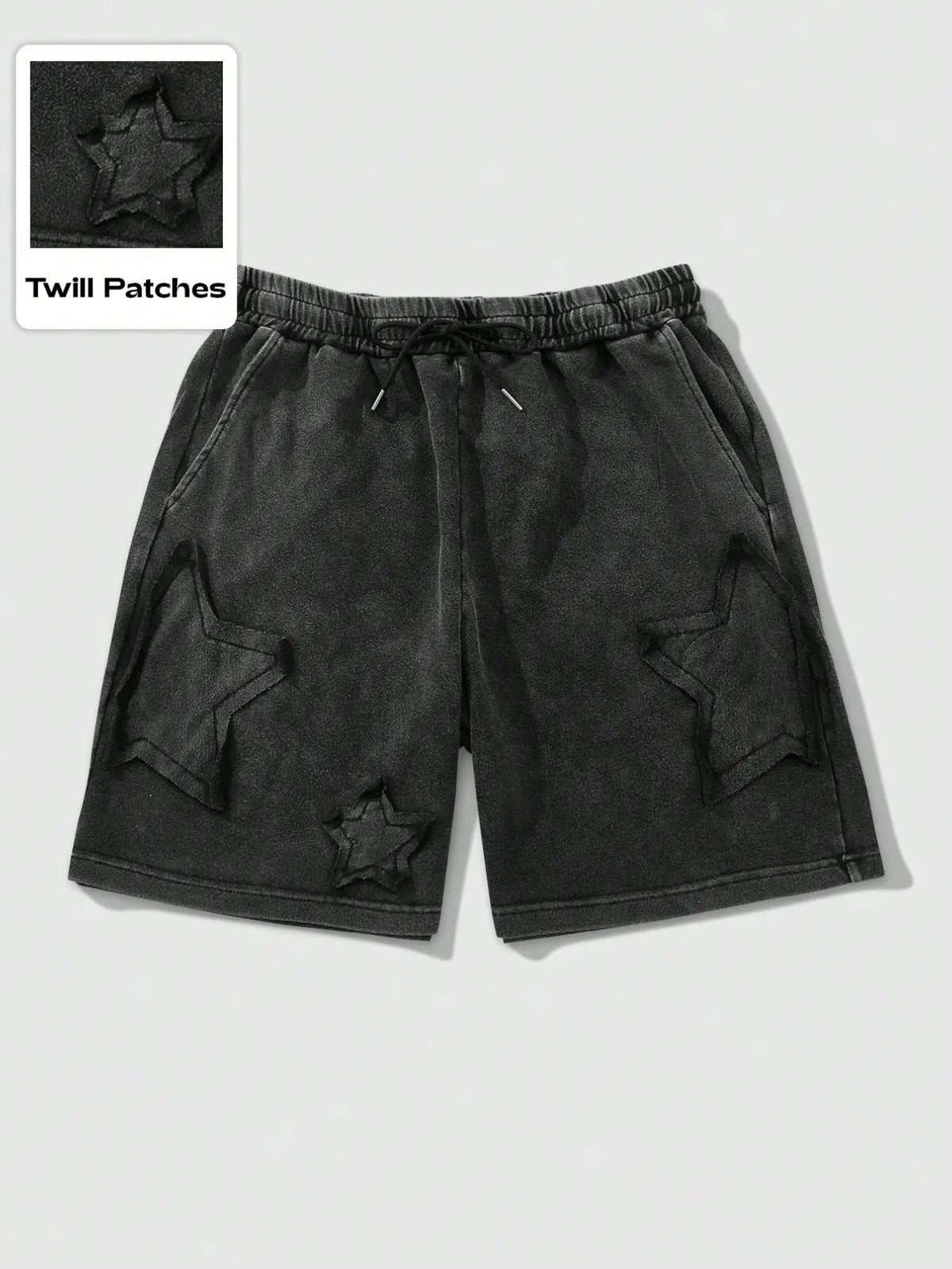 Summer Street Style Casual Outdoor Shorts, Star Patch Design, Loose Fit, Baggy, Elastic Waistband, Unisex, Streetwear, Menswear, Perfect for Daily Wear and Skateboarding