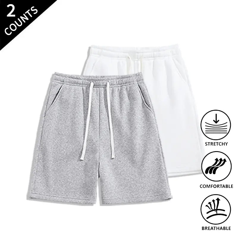 Men’s 2-Pack Loose Fit Sweat Shorts - Extra Baggy, Low-Rise Baggy, Lounge, Trendy Streetwear with Relaxed Ease, Comfortable, Breathable for Casual Menswear Outfits, Extra Baggy Men's Shorts, Lounge Men's Shorts