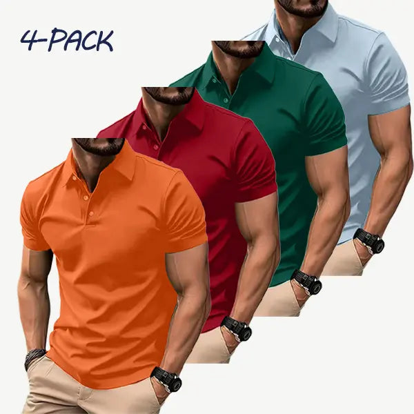 Men's 4-Pack Multicolor Polo Shirts | Polyester Fabric, Short Sleeve, Slim Fit | Casual & Business Wear,clothes for back to school,first day of school outfits