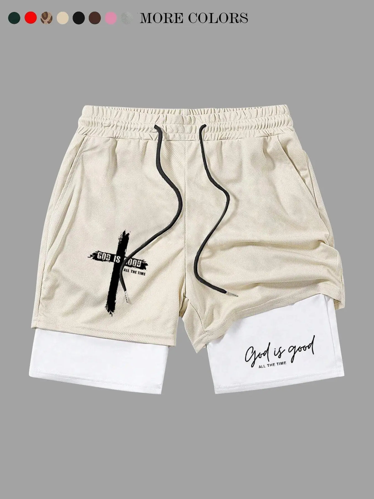 God Is Good Print Teen Boy Shorts, Loose-Fit Casual Mesh Pants, Drawstring Waist, Spring Summer Fashion, Couples Wear, Breathable Loose Shorts, Breathable Printed Shorts