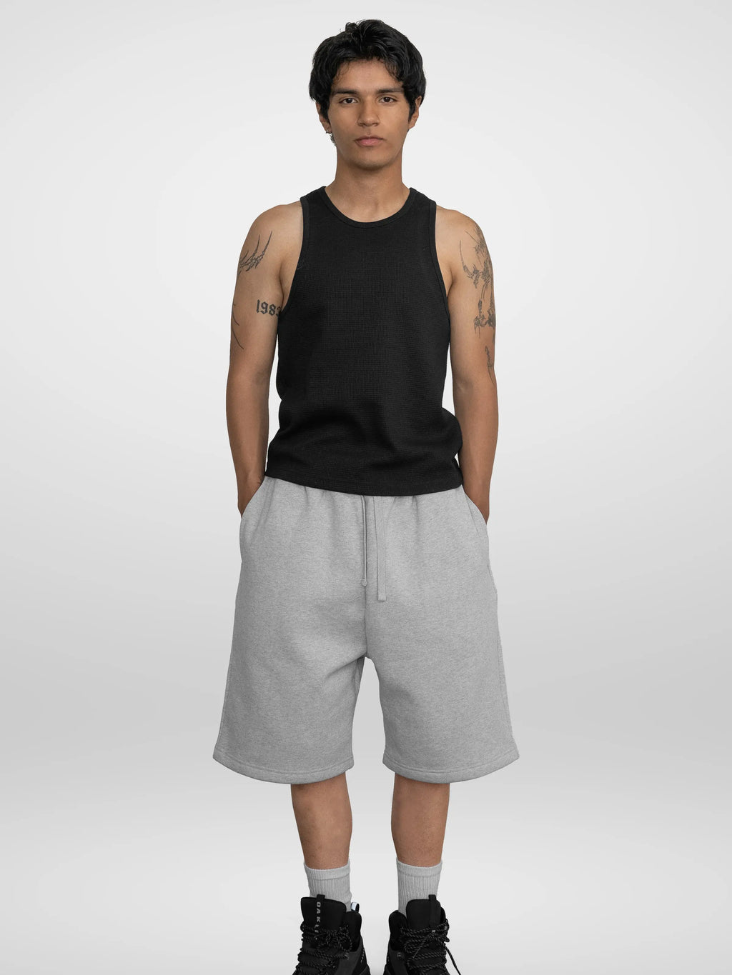 'Heather Grey' Baggy Sweat Shorts
