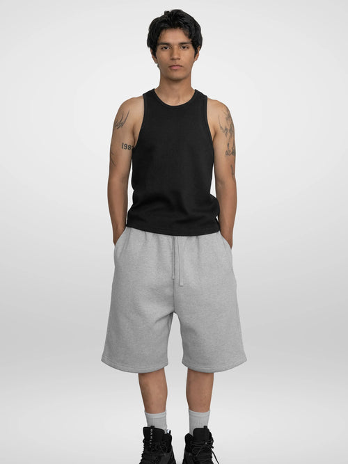 'Heather Grey' Baggy Sweat Shorts