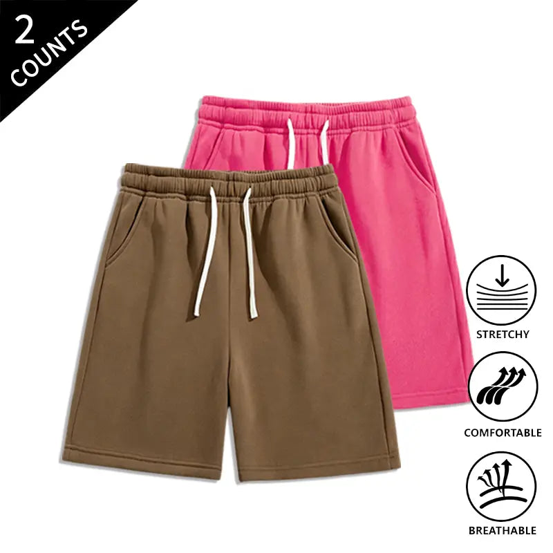 Men’s 2-Pack Loose Fit Sweat Shorts - Extra Baggy, Low-Rise Baggy, Lounge, Trendy Streetwear with Relaxed Ease, Comfortable, Breathable for Casual Menswear Outfits, Extra Baggy Men's Shorts, Lounge Men's Shorts