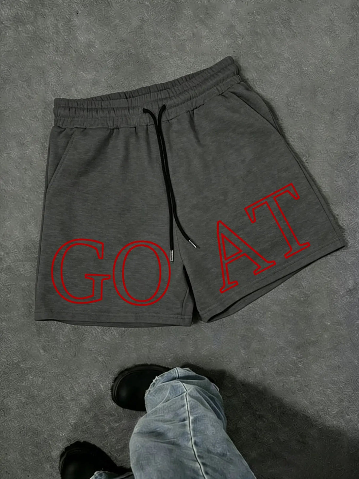 Goat Letter Print Shorts, Summer Essential, Simple and Elegant, Boston Letter Print Shorts, Casual Fitted Style, Athleisure Shorts