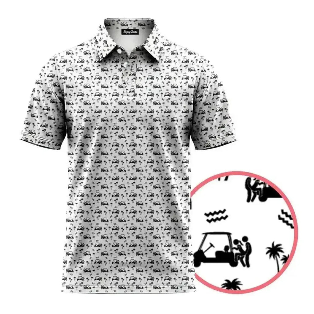 Retro Funny Caddie Patten Polo Shirt Golf Short Sleeve Outdoors Fishing Menswear Tops Print