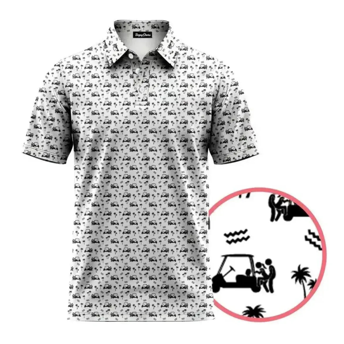 Retro Funny Caddie Patten Polo Shirt Golf Short Sleeve Outdoors Fishing Menswear Tops Print