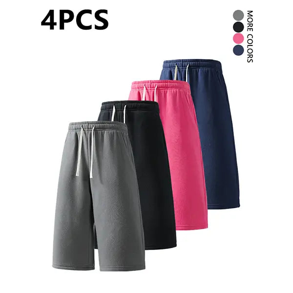 2-pack summer pants: street-style mid-thigh drawstring shorts with a hip-hop vibe—comfortable, loose fit for travel, versatile casual wear suitable for running, workouts, and everyday use.