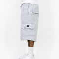 FB County Men's Heavyweight Fleece Pocketed Cargo Sweat Shorts - Retro, Unisex Baggy Loose-Fit Knee-Length Work Sportswear, Plain Cozy Streetwear Bottoms, Pocket
