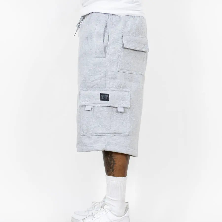FB County Men's Heavyweight Fleece Pocketed Cargo Sweat Shorts - Retro, Unisex Baggy Loose-Fit Knee-Length Work Sportswear, Plain Cozy Streetwear Bottoms, Pocket