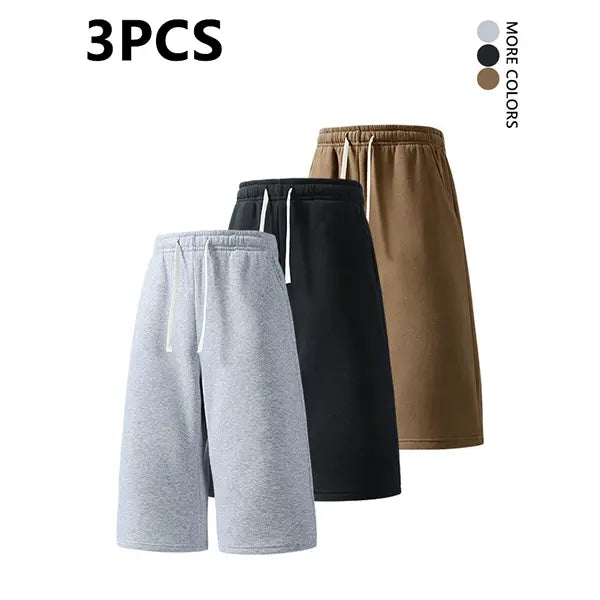 2-pack summer pants: street-style mid-thigh drawstring shorts with a hip-hop vibe—comfortable, loose fit for travel, versatile casual wear suitable for running, workouts, and everyday use.