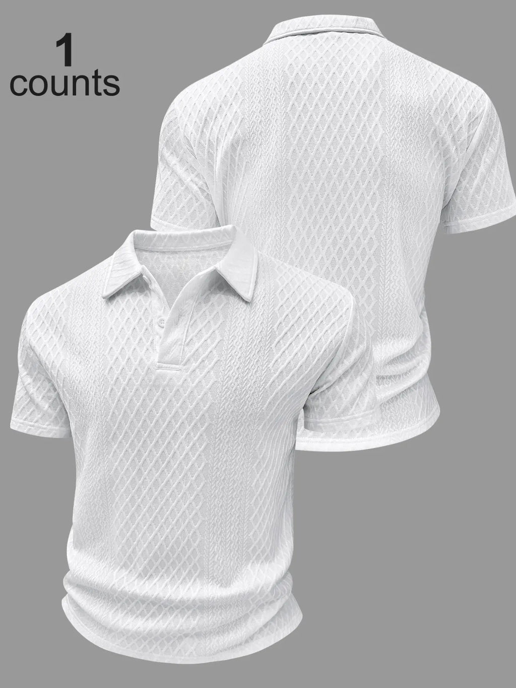 Men's Bestselling Solid Color Plain Polo Shirt, Short Sleeve, Herringbone Texture, Casual Fashion, Daily Wear, Business