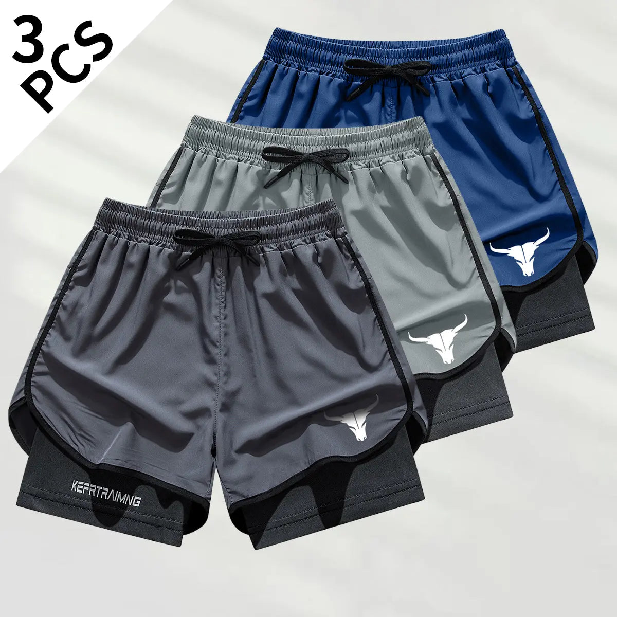 Men's Double-Layer Graphic Athletic Jorts - Activewear Bottoms for Summer, Ideal Guys' Gifts