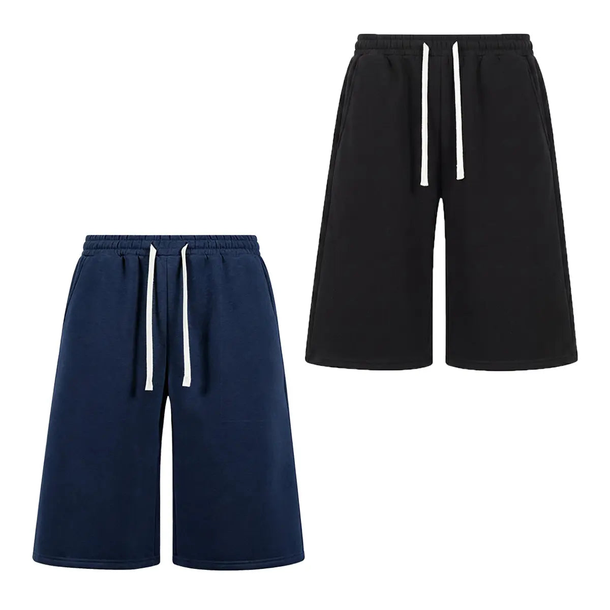 Men’s H-Type Fitted Cut Knit Capri Wide-Leg Shorts, Elastic Waistband with Drawstring, Adjustable Fit, Solid Color, Soft Comfortable, Pockets, for Casual/Athletic Wear, Available in Pink (Pairs with Sneakers)/Beige