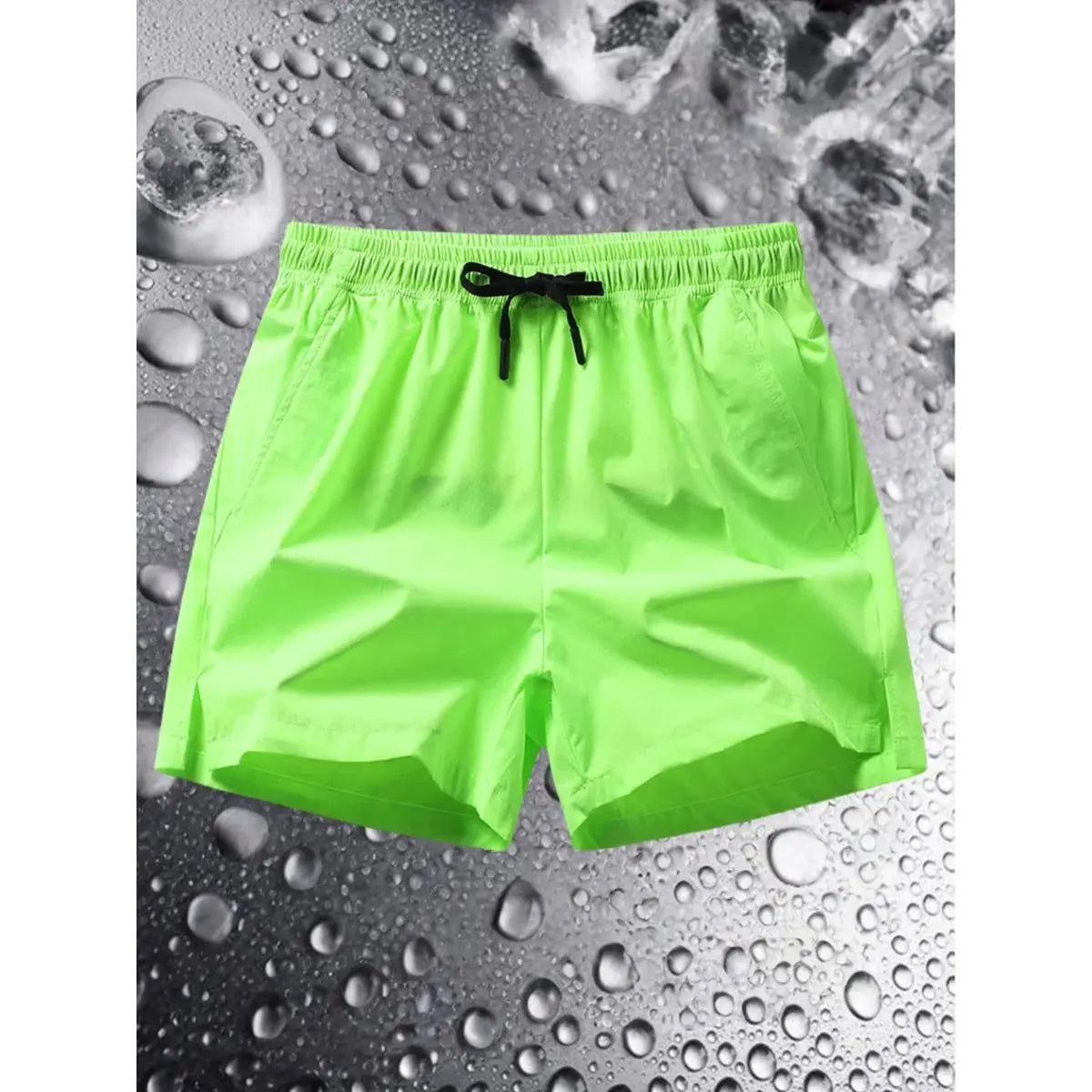 Men's Regular Fit Elastane-Polyester Blend Elastic Drawstring Waist Shorts with Zipper Pocket - Breathable Fabric, Easy to Style, Casual Look, All Seasons Activewear Bottoms for Daily Outdoor Use