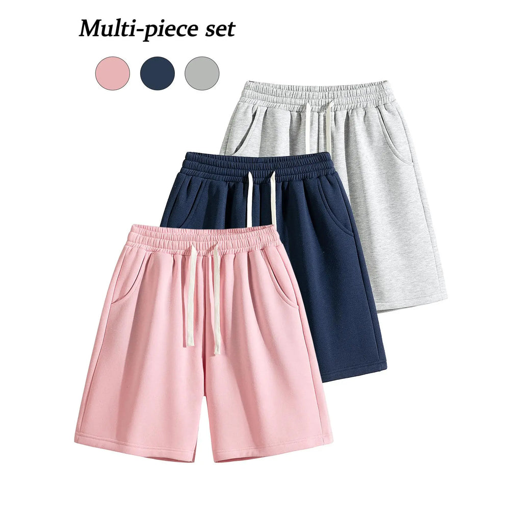 URMCZ Men's Retro Cotton Blend Casual Shorts - Breathable, High-Stretch Drawstring Waistband, Relaxed Straight-Leg, Moisture-Wicking, Plain, Aesthetic, Sporty Chic Unisex Bottoms for Summer Lounging, Workouts