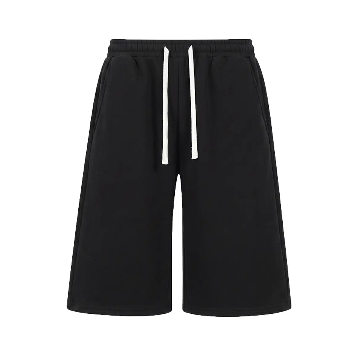 Men’s H-Type Fitted Cut Knit Capri Wide-Leg Shorts, Elastic Waistband with Drawstring, Adjustable Fit, Solid Color, Soft Comfortable, Pockets, for Casual/Athletic Wear, Available in Pink (Pairs with Sneakers)/Beige