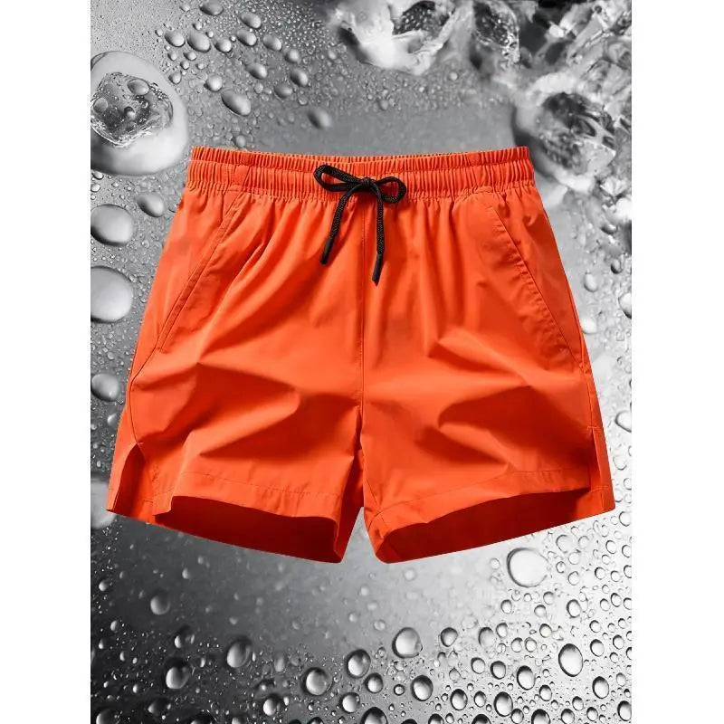 Men's Regular Fit Elastane-Polyester Blend Elastic Drawstring Waist Shorts with Zipper Pocket - Breathable Fabric, Easy to Style, Casual Look, All Seasons Activewear Bottoms for Daily Outdoor Use
