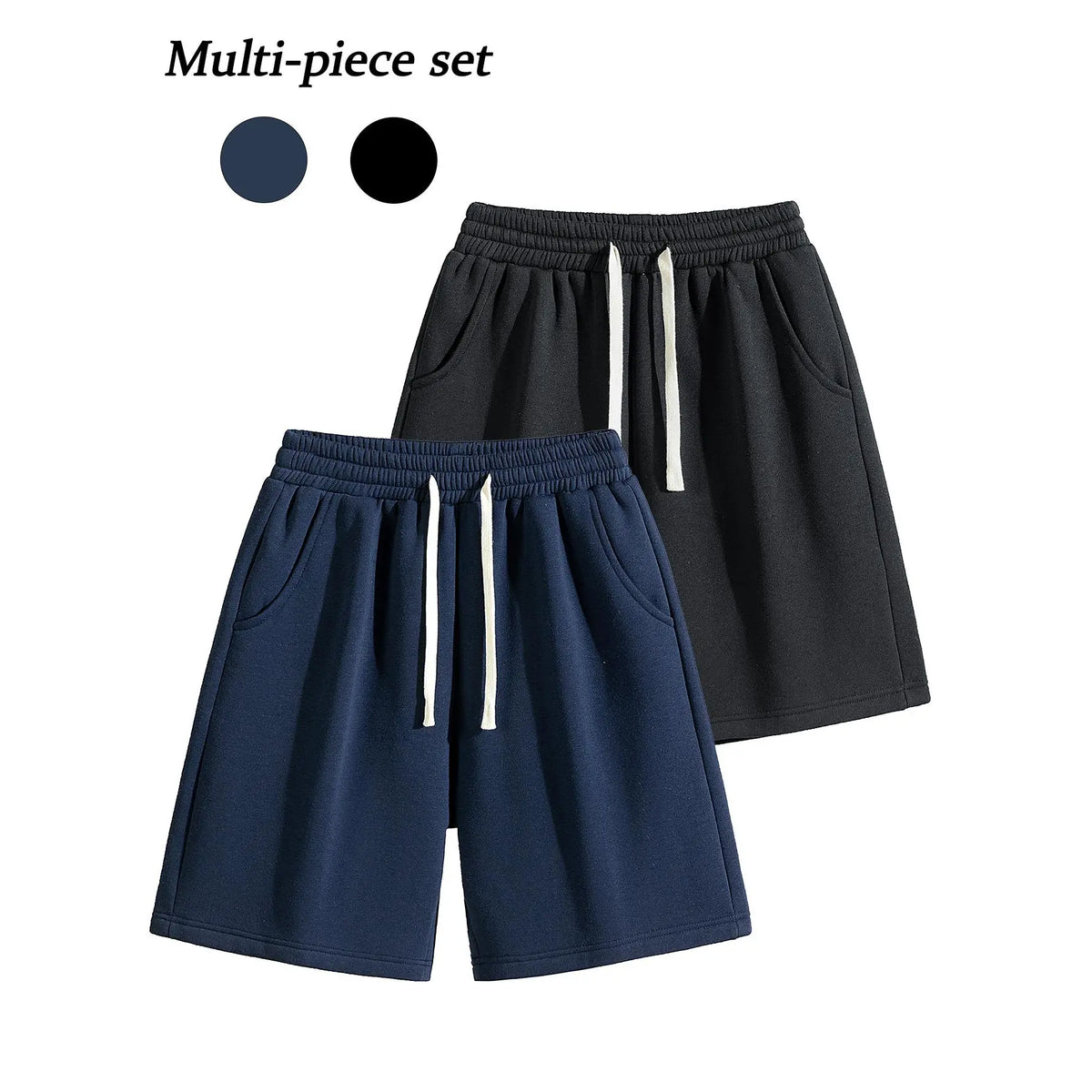 URMCZ Men's Retro Cotton Blend Casual Shorts - Breathable, High-Stretch Drawstring Waistband, Relaxed Straight-Leg, Moisture-Wicking, Plain, Aesthetic, Sporty Chic Unisex Bottoms for Summer Lounging, Workouts