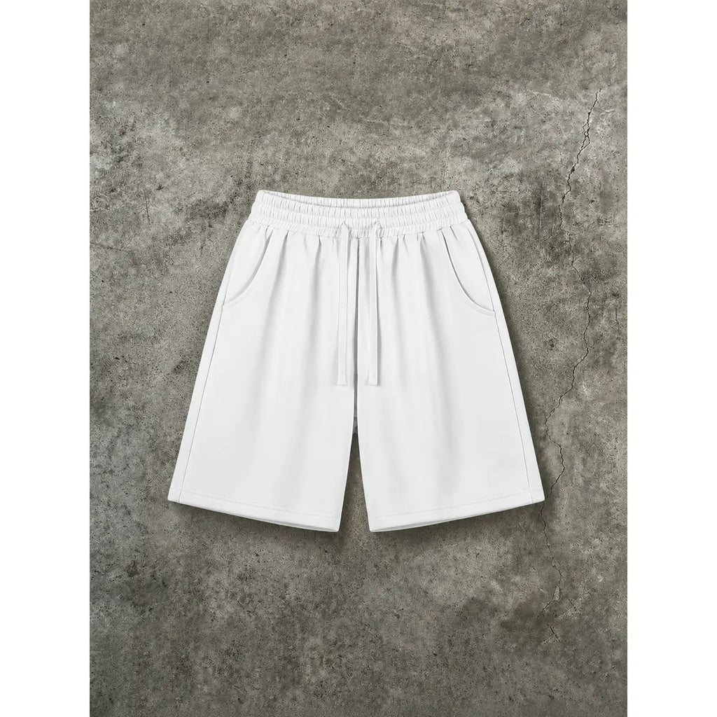 Men's Cotton Blend Casual Relaxed Fit Above-the-Knee Shorts - Drawstring Waistband, Adjustable Bottom, Baggy Draped Cut, Athleisure Menswear Bottoms for Workouts, Lounging