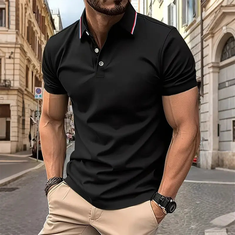 Men's casual short-sleeved polo shirt, available in a variety of colors, breathable and cool, suitable for all seasons—an ideal choice for holiday gifts.