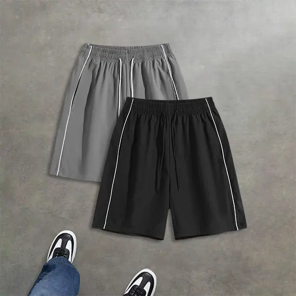 2-Pack Men’s Summer Striped Casual Shorts – Loose Fit, Versatile Athletic Style