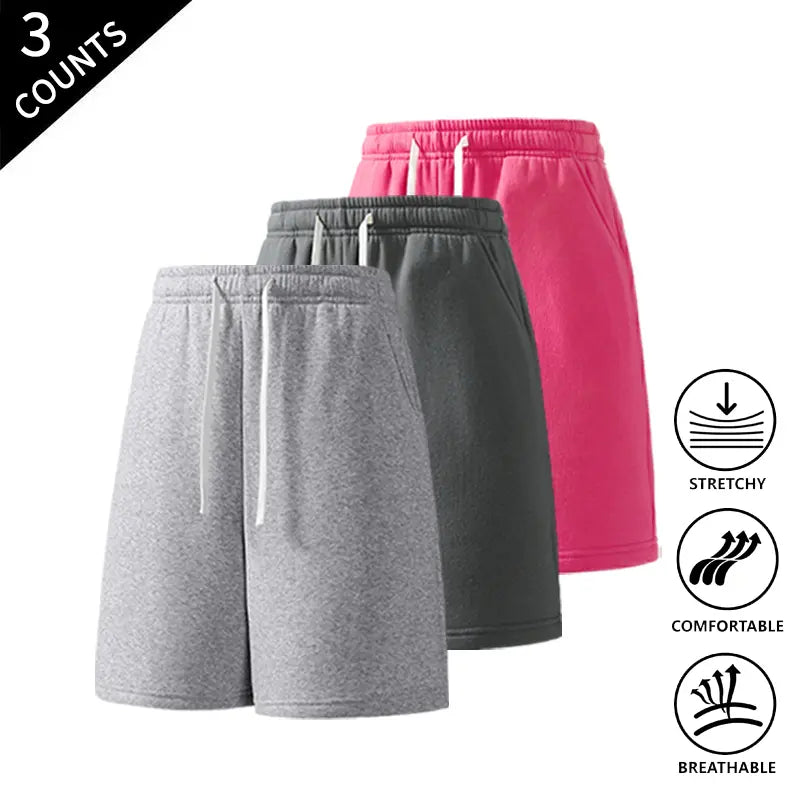 Men’s 3-Pack Solid Color Lightweight Loose-Fit Casual Street Shorts, Outdoor Menswear Bottoms Built for Beach Walks and Outings