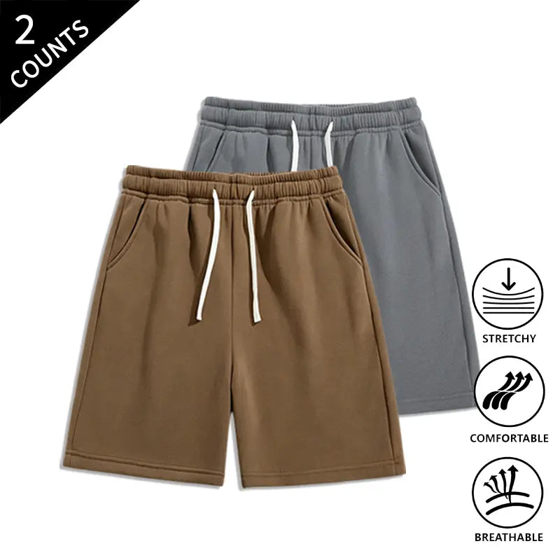 Men’s 2-Pack Loose Fit Sweat Shorts - Extra Baggy, Low-Rise Baggy, Lounge, Trendy Streetwear with Relaxed Ease, Comfortable, Breathable for Casual Menswear Outfits, Extra Baggy Men's Shorts, Lounge Men's Shorts