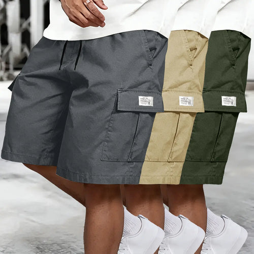 3-Pack Men'S Cargo Shorts Bundle - Brown Black & Green - Slanted Pockets - Versatile Casual Wear - 3-Piece Bottoms for Everyday Use Menswear Overalls shorts men Spring Statements outdoorfun Beige Tropical